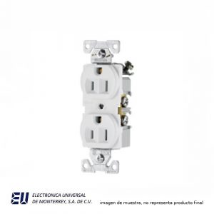 CONTACTO DUPLEX ATERRIZADO BLANCO 2POLOS, 3 HILOS, 15A, 125V  268W
