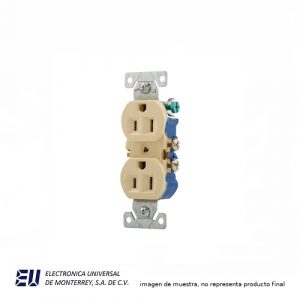 RECEPTACULO DUPLEX COLOR MARFIL 2 POLOS, 3 HILOS, 15A 125V, NEMA 5-15  270V
