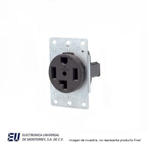 RECEP SENCILLO EMPOTRADO 30A 125/250V 3P 4H ENTRADA RR NEGRO  5744N