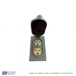 RECEPTÁCULO ENTRADA RECTA DUPLEX 20 A, 250 V, 2P, 3H, NEMA 6-15 C/PLACA PARA INTERPERIE, COLOR MARFIL Y TAPA GRIS  M5650WP