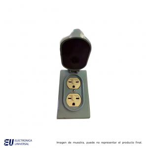 RECEPTÁCULO ENTRADA RECTA DUPLEX 20 A, 250 V, 2P, 3H, NEMA 6-15 C/PLACA PARA INTERPERIE, COLOR MARFIL Y TAPA GRIS  M5650WP